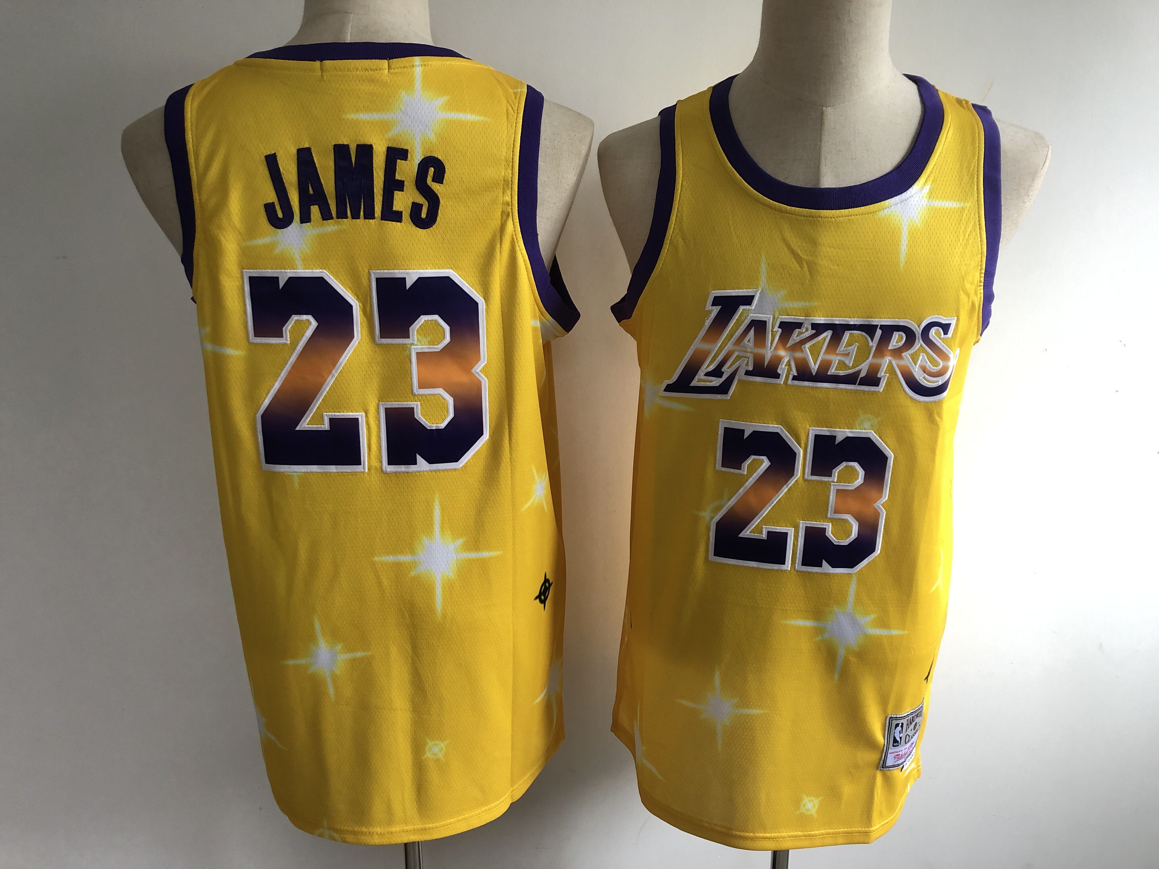 2020 Men Los Angeles Lakers #23 James yellow game Nike NBA jersey